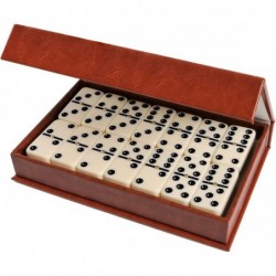 Dominoes Set Classic Tiles Game Set Double 6 Black Dot Dominoes with Leather Case $23.20 Domino & Tile Games