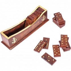 Wooden Dominoes Set Boat Tray - 28 Pieces - 11 inches by 3.5 inches - Great Gift for Adults $30.12 Domino & Tile Games