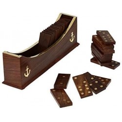 Wooden Dominoes Set Boat Tray - 28 Pieces - 11 inches by 3.5 inches - Great Gift for Adults $30.12 Domino & Tile Games