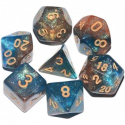 Galaxy DND Dice 7Pieces Glitter Sparkle Cosmic Orange and Blue Mixed Polyhedral DND Dice for RPG MTG Table Game Dice $14.77 G...