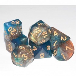 Galaxy DND Dice 7Pieces Glitter Sparkle Cosmic Orange and Blue Mixed Polyhedral DND Dice for RPG MTG Table Game Dice $14.77 G...