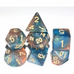 Galaxy DND Dice 7Pieces Glitter Sparkle Cosmic Orange and Blue Mixed Polyhedral DND Dice for RPG MTG Table Game Dice $14.77 G...