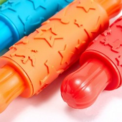 4 Pack Paint Clay Xmas Pattern Texture Rubber Rollers Soft Clay Plasticine Dough Modelling Rolling Pins for Kids Art Playing ...