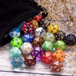 42 Pieces Polyhedral Dice 20 Sided Game Dice Set Mixed Color Dices Assortment with a Black Velvet Storage Bag for DND RPG MTG...