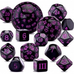 15 Pieces Complete Polyhedral Dice Set D3-D100 Game Dice Set with a Leather Drawstring Storage Bag for Role Playing Table Gam...