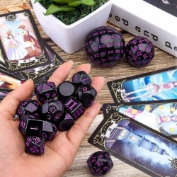 15 Pieces Complete Polyhedral Dice Set D3-D100 Game Dice Set with a Leather Drawstring Storage Bag for Role Playing Table Gam...