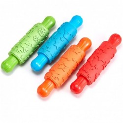 4 Pack Paint Clay Xmas Pattern Texture Rubber Rollers Soft Clay Plasticine Dough Modelling Rolling Pins for Kids Art Playing ...