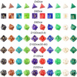 10 X 7 Polyhedral Dice Set (70 Pieces) for Dungeons and Dragons DND RPG MTG Table Games D4 D6 D8 D10 D% D12 D20 with 10 Pack ...