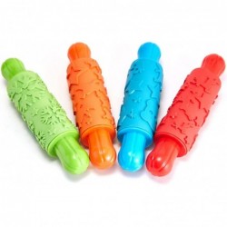 4 Pack Paint Clay Xmas Pattern Texture Rubber Rollers Soft Clay Plasticine Dough Modelling Rolling Pins for Kids Art Playing ...