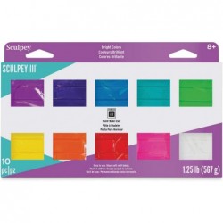 Sculpey III Pack of 10 Bright Ideas (Intense Colors) $48.96 Kids' Art Clay & Dough