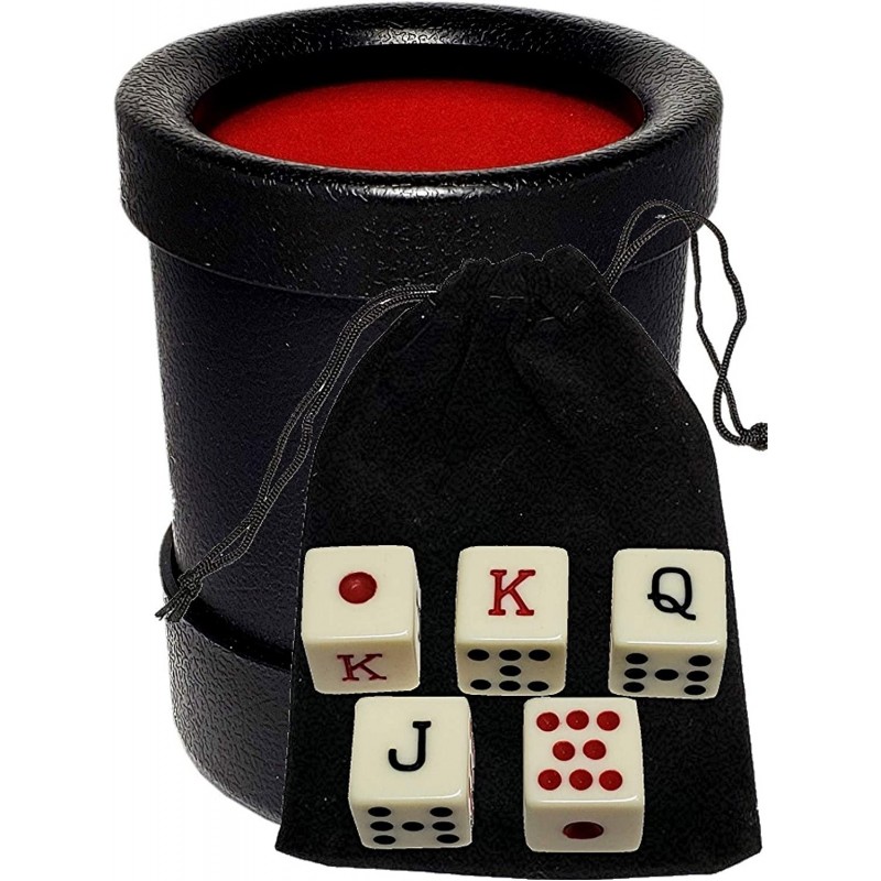 Dice Cup and 16mm Spanish Poker Dice with Storage Pouch Set (1 Set) $22.56 Game Accessories