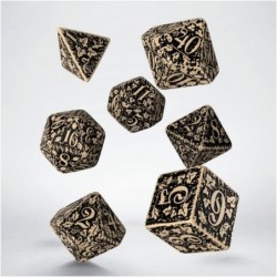 Q WORKSHOP Forest Engraved beige & black RPG ornamented Dice Set 7 polyhedral pieces $30.79 Game Accessories