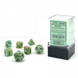 Dice Set – 10mm Marble Green/Dark Green Plastic Polyhedral Dice Set – Dungeons and Dragons D&D DND TTRPG Dice – Includes 7 Di...