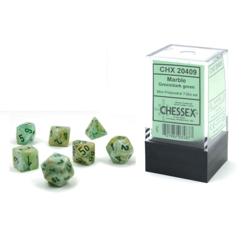 Dice Set – 10mm Marble Green/Dark Green Plastic Polyhedral Dice Set – Dungeons and Dragons D&D DND TTRPG Dice – Includes 7 Di...