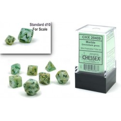 Dice Set – 10mm Marble Green/Dark Green Plastic Polyhedral Dice Set – Dungeons and Dragons D&D DND TTRPG Dice – Includes 7 Di...