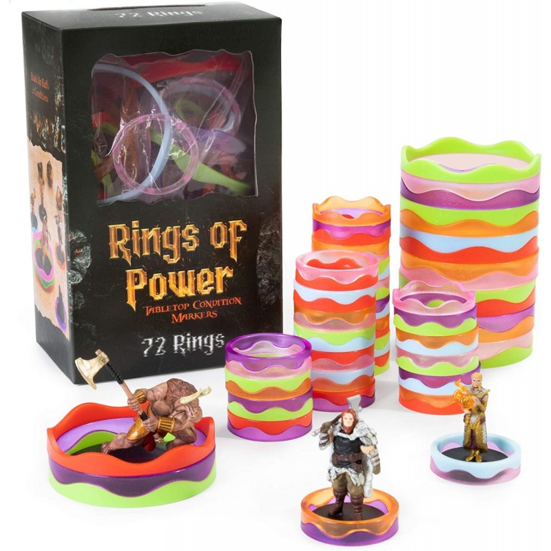 Rings of Power - Tabletop Condition Markers - RPG Board Game Accessories - Colorful Ring Set for HP Effects Damage Spells & S...