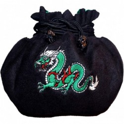 Large Dice Bag with Pockets – Embroidered Green Dragon DND Dice Bag | Green Satin Interior Lining | Man-Handles 150+ Dice $40...