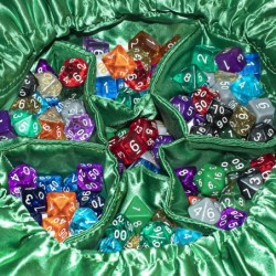 Large Dice Bag with Pockets – Embroidered Green Dragon DND Dice Bag | Green Satin Interior Lining | Man-Handles 150+ Dice $40...