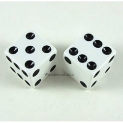 White Opaque Dice with Black Pips D6 25mm (1in) Pack of 2 $15.81 Game Accessories