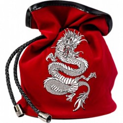 Large Dice Bag with 7 Complete Dice Sets | Dragon DND Dice Bag and 49 Polyhedral Dice | Red Dice Bag with Pockets $42.08 Game...