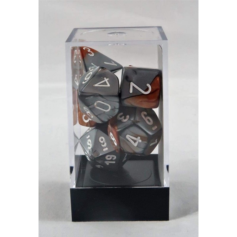 Polyhedral 7-Die Gemini Dice Set - Copper-Steel with White CHX-26424 $18.56 Game Accessories