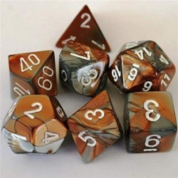 Polyhedral 7-Die Gemini Dice Set - Copper-Steel with White CHX-26424 $18.56 Game Accessories