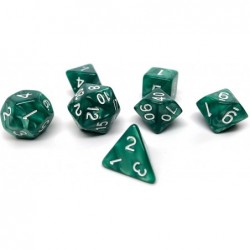 Marble Swirl Polyhedral Dice Set - 7 Piece Dice Set with One D20 D12 D10 D8 D6 D4 and D00 (Green Marble with White Font) $15....