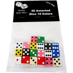 20 Assorted Dice 10 Colors 16 mm - Great for Gaming Casino Night - Brought to You by DLS $14.52 Game Accessories