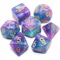 DND Dice Polyhedral 7-Die Dice Set for D&D Dungeons & Dragons Role Playing Gaming Night Sky dice with Glitter Purple Green… $...