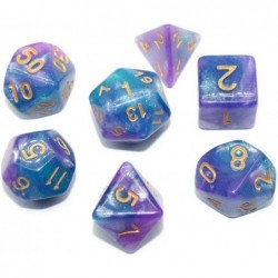 DND Dice Polyhedral 7-Die Dice Set for D&D Dungeons & Dragons Role Playing Gaming Night Sky dice with Glitter Purple Green… $...