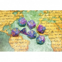 DND Dice Polyhedral 7-Die Dice Set for D&D Dungeons & Dragons Role Playing Gaming Night Sky dice with Glitter Purple Green… $...