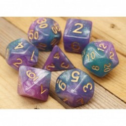 DND Dice Polyhedral 7-Die Dice Set for D&D Dungeons & Dragons Role Playing Gaming Night Sky dice with Glitter Purple Green… $...