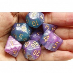 DND Dice Polyhedral 7-Die Dice Set for D&D Dungeons & Dragons Role Playing Gaming Night Sky dice with Glitter Purple Green… $...