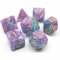 DND Dice Polyhedral 7-Die Dice Set for D&D Dungeons & Dragons Role Playing Gaming Night Sky dice with Glitter Purple Green… $...