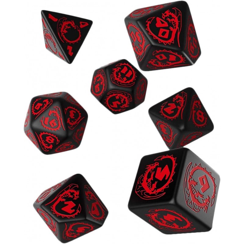 Dragon Black & red RPG Ornamented Dice Set 7 Polyhedral Pieces $21.86 Game Accessories