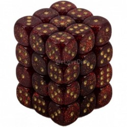 Dice d6 Sets: Glitter Ruby / Gold - 12mm Six Sided Die (36) Block of Dice $23.35 Game Accessories