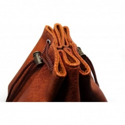 Brown Leather Lite Large Dice Bag with Wolf Design - Brown Faux Leather Exterior with Lined Interior - Stands Up on its Own a...