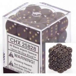 Black with Gold Opaque Dice 12mm D6 Set of 36 $17.00 Game Accessories