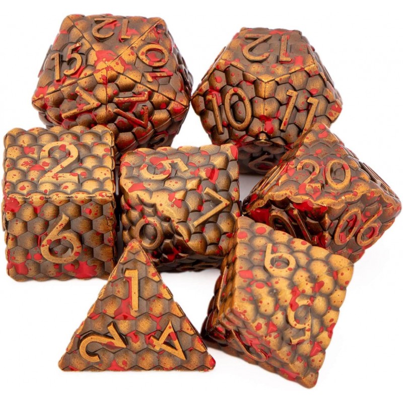 D&D Dice Set DND Honeycomb Design Metal Polyhedral Dice Set with Box Cool D+D Role Playing Game Dice D20 D12 D10 D8 D6 D4 for...