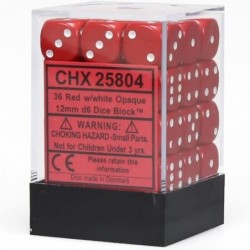 CHX25804 Dice-Opaque: 36D6 Red/White Set $17.78 Game Accessories