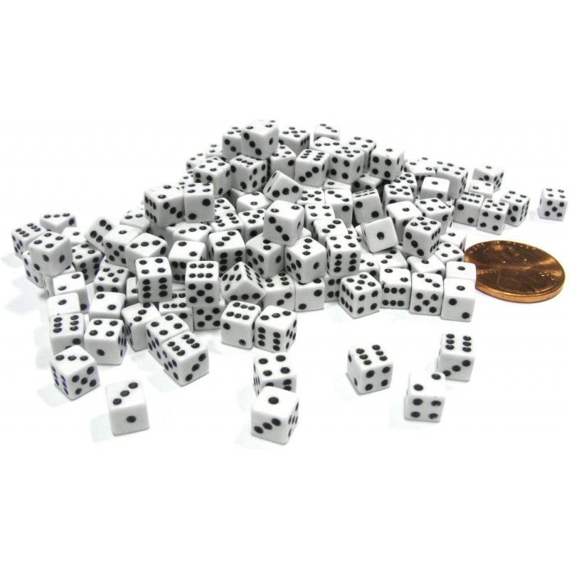 200 Six Sided D6 5mm .197 Inch Die Small Tiny Mini Miniature White Dice $38.92 Game Accessories