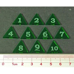 Mini Numbered Triangles Translucent Green 1-10 (10) $26.11 Game Accessories