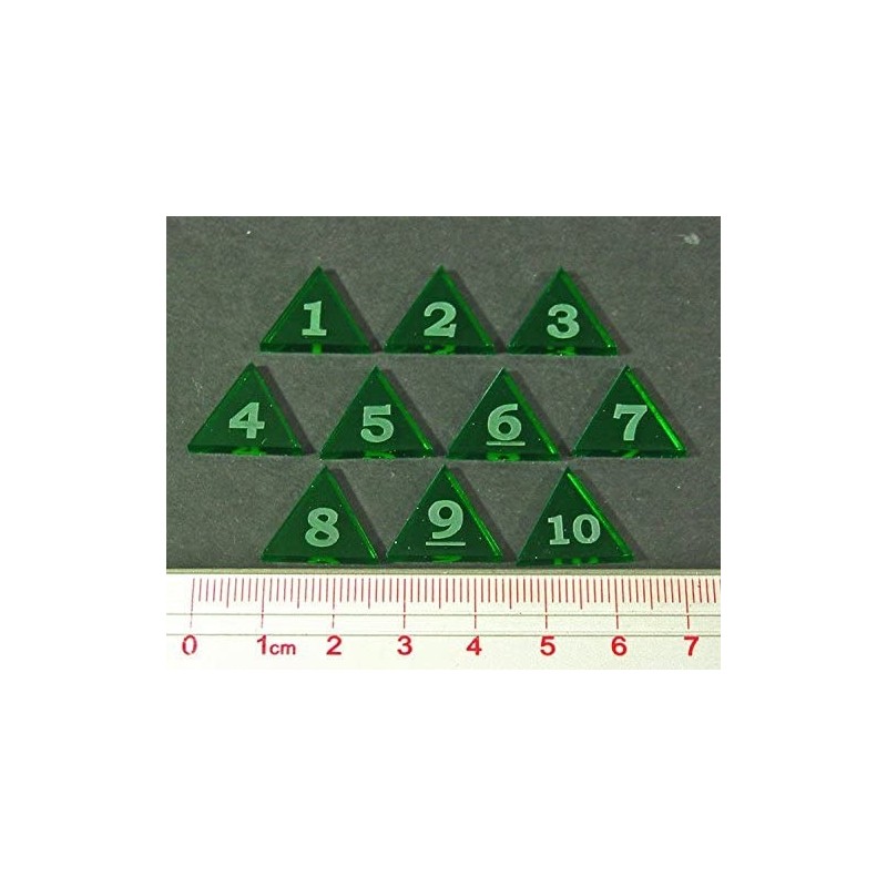 Mini Numbered Triangles Translucent Green 1-10 (10) $26.11 Game Accessories