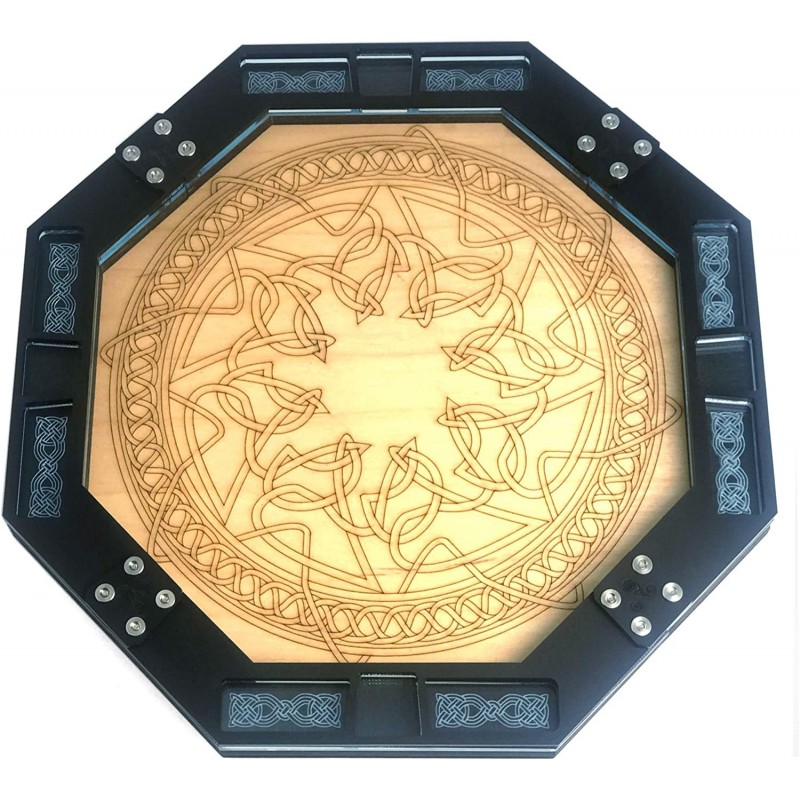 Dice Tray~10" Octagon-Celtic Knot Laser Engraved on Wood for Games $67.46 Game Accessories