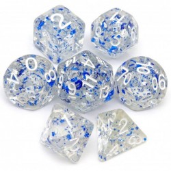 Blue Silver Clear DND Dice Set 7PCS Snow Dice Polyhedral RPG Resin Ice Dice-Snow Trail $18.96 Game Accessories