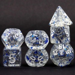 Blue Silver Clear DND Dice Set 7PCS Snow Dice Polyhedral RPG Resin Ice Dice-Snow Trail $18.96 Game Accessories