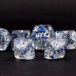 Blue Silver Clear DND Dice Set 7PCS Snow Dice Polyhedral RPG Resin Ice Dice-Snow Trail $18.96 Game Accessories