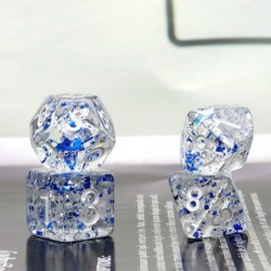 Blue Silver Clear DND Dice Set 7PCS Snow Dice Polyhedral RPG Resin Ice Dice-Snow Trail $18.96 Game Accessories