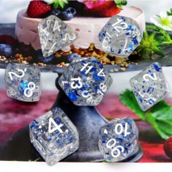 Blue Silver Clear DND Dice Set 7PCS Snow Dice Polyhedral RPG Resin Ice Dice-Snow Trail $18.96 Game Accessories