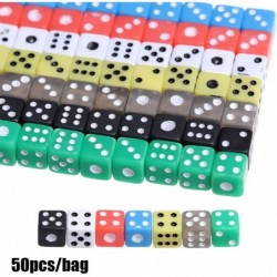 50PCS/Bag 6 Sided Dices Table Games Dice 5MM Acrylic Round Corner Board Game Dice Party Game Dices Portable Cubes Digital Dic...